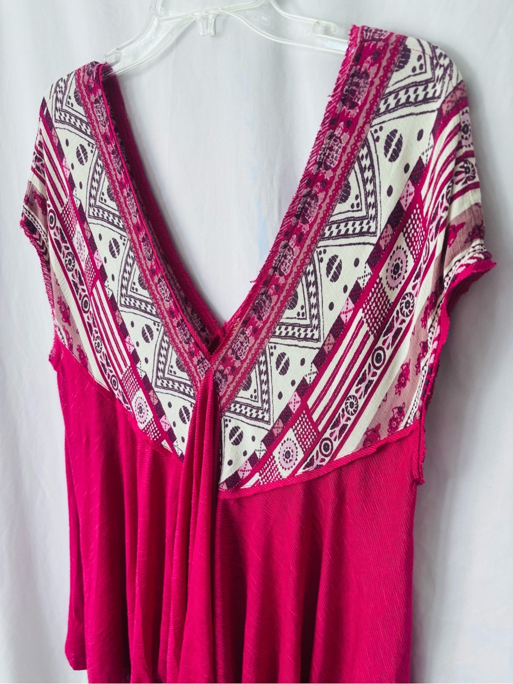 Free People V Neck Tunic Top Raw Edge High Low Womens M
